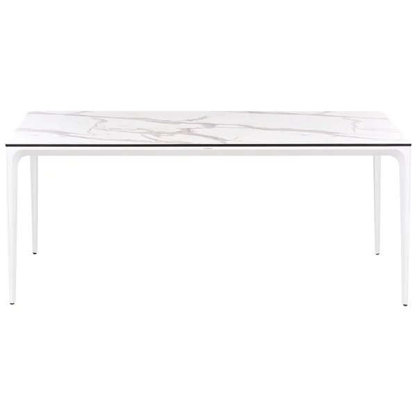 Garden Dining Table SOVARETO 180 cm 90 cm Marble Effect White Marble