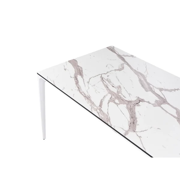 Garden Dining Table SOVARETO 180 cm 90 cm Marble Effect White Marble