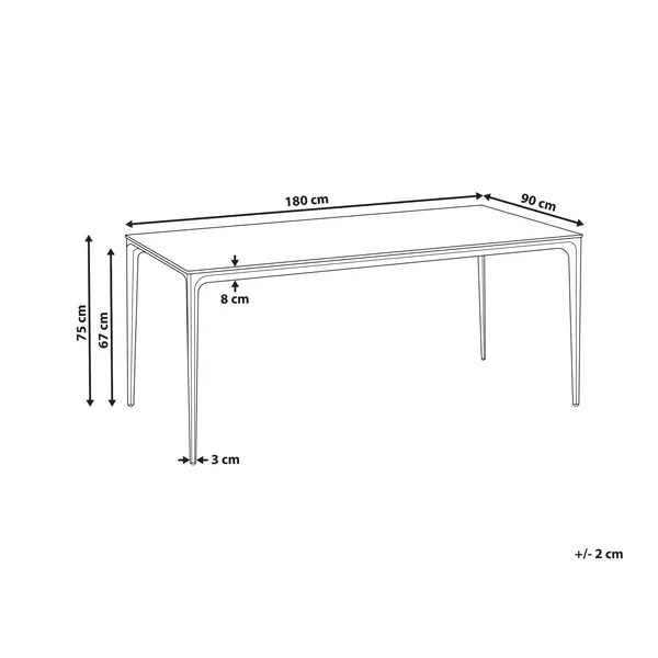 Gartentisch SOVARETO 180 cm 90 cm Marmor Optik Weißer Marmor