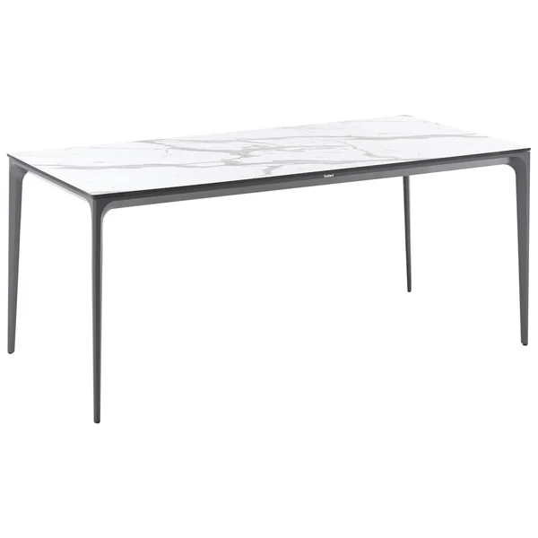 Gartentisch SOVARETO 180 cm 90 cm Marmor Optik Weißer Marmor