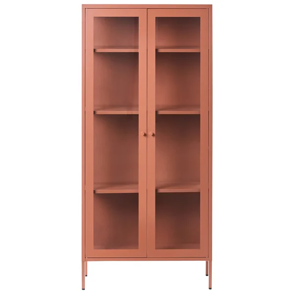 Glass Display Cabinet with LED HARTY Metal 80 cm Golden Brown