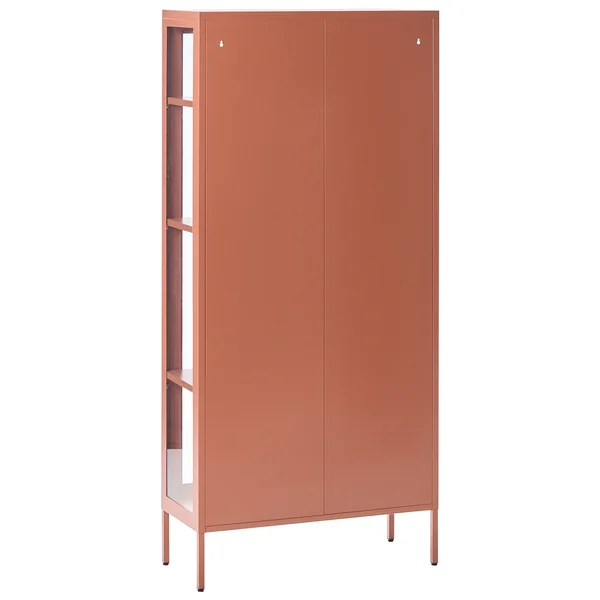 Glass Display Cabinet with LED HARTY Metal 80 cm Golden Brown