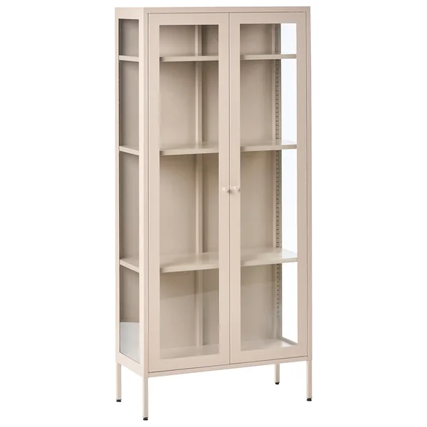 Glass Display Cabinet with LED HARTY Metal 80 cm Light Beige