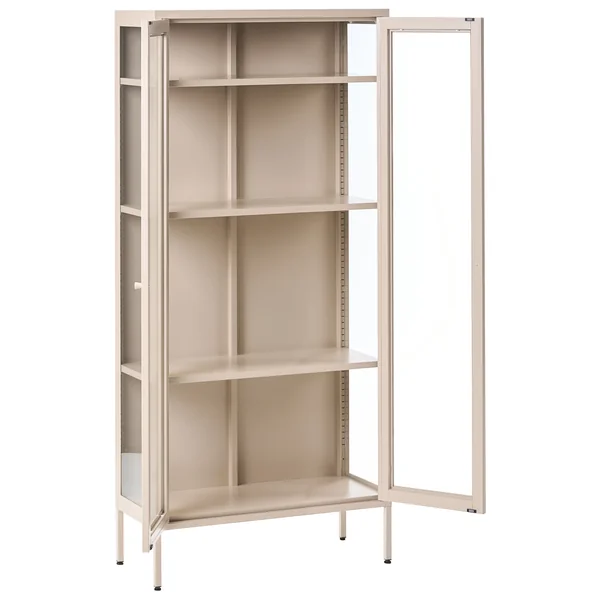 Glass Display Cabinet with LED HARTY Metal 80 cm Light Beige