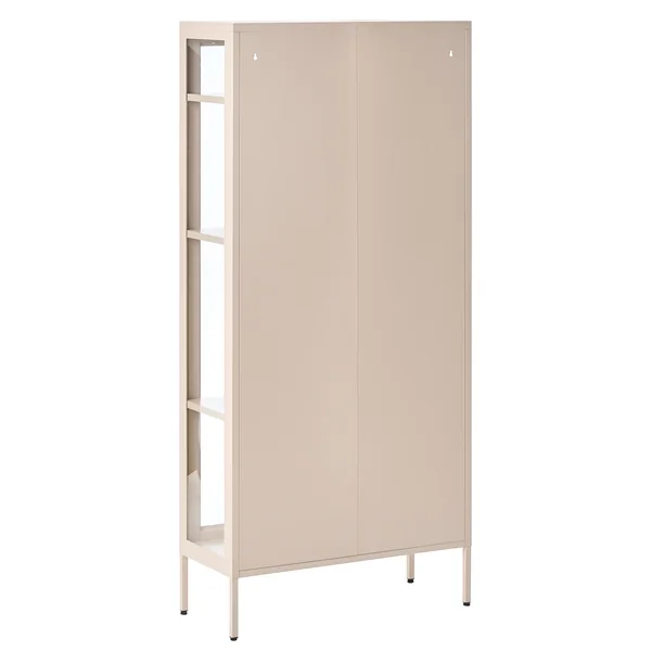 Glass Display Cabinet with LED HARTY Metal 80 cm Light Beige