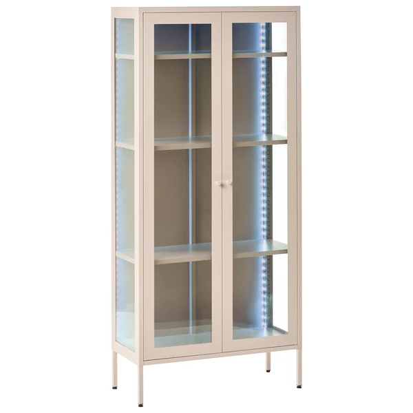 Glass Display Cabinet with LED HARTY Metal 80 cm Light Beige