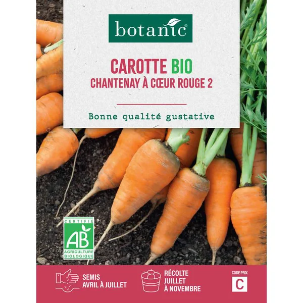 Graines de carotte de Chantenay à cœur rouge 2 bio botanic® - graines à semer