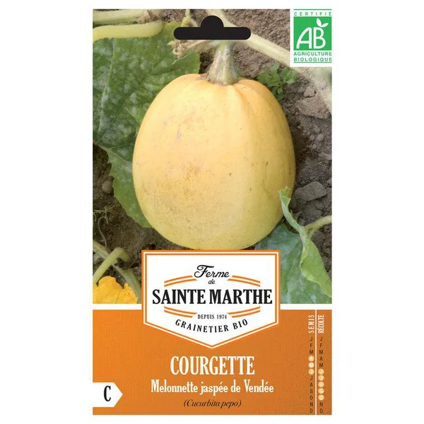 Graines de courgette melonnette jaspée de vendée bio Ferme de Sainte Marthe - graines à semer