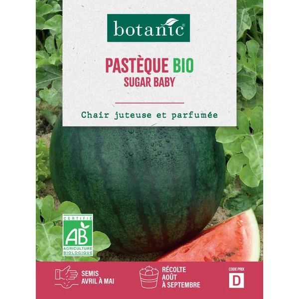 Graines de melon d'eau pastèque sugar baby bio botanic® - graines à semer