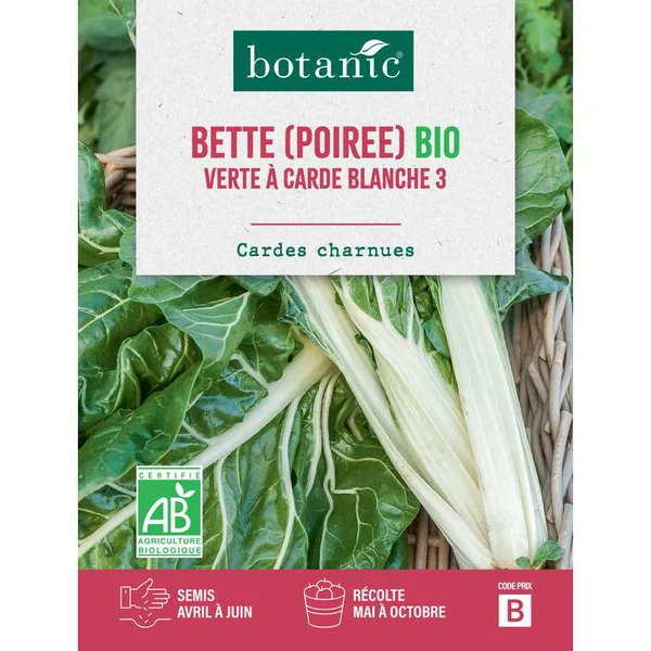Graines de poirée verte à carde blanche 3 bio botanic® - graines à semer