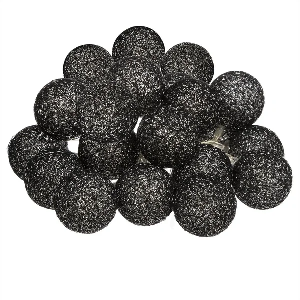 GUIRLANDE LED SECTEUR 20 BOULES NOIR D.6CM