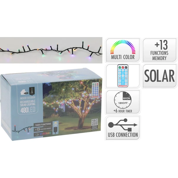 GUIRLANDE SOLAIRE 480 LED MULTICOLORE