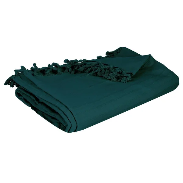 JETE DE LIT EN COTON BLEU CANARD 160X220CM