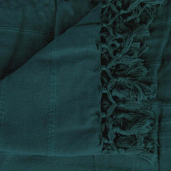 JETE DE LIT EN COTON BLEU CANARD 160X220CM