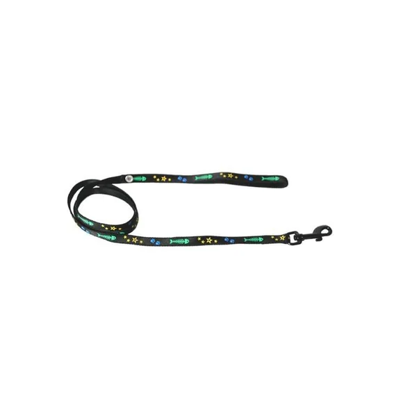 Laisse chat à motif 10 mm coloris noir - 100 cm