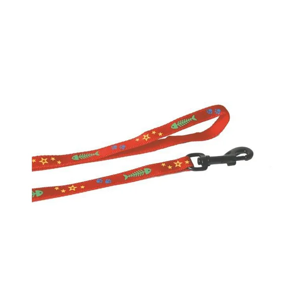 Laisse chat à motif 10 mm coloris rouge - 100 cm