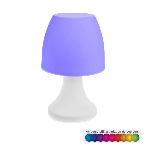 LAMPE BLANC LED MULTICOLORE DOKK H.19.5CM