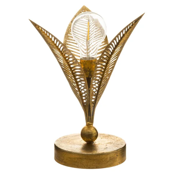 LAMPE LED FEUILLE METAL DORE H.24.5CM