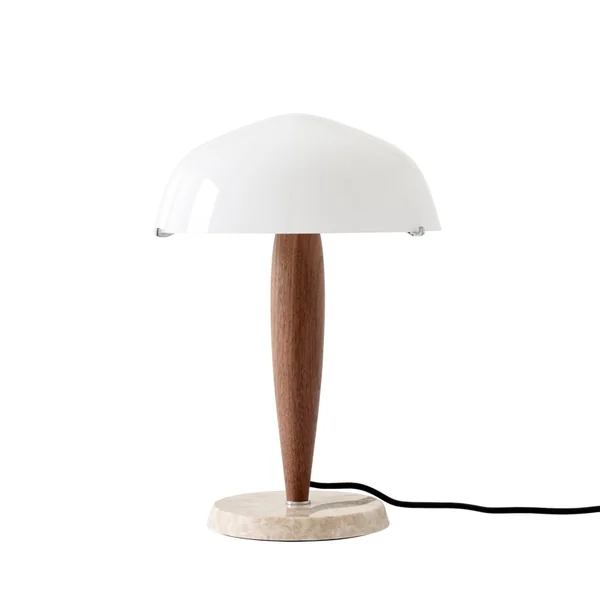 Lampe à poser HERMAN SHY3 Verre opalin, noyer, marbre crème AND TRADITION