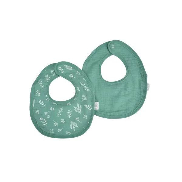 LOT 2 BAVOIRS GAZE DE COTON ET EPONGE 22X27CM VERT FONCE