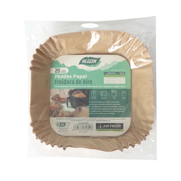 Lot de 20 papiers cuisson pour friteuse à air chaud marron 20x20x4.5cm
