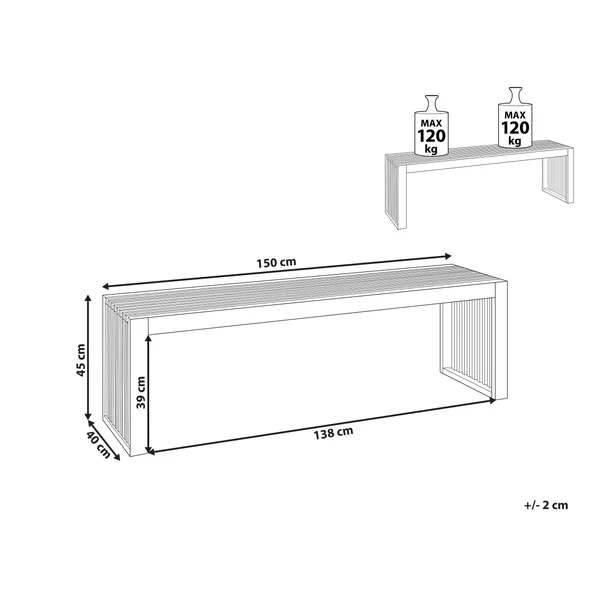 Lot de 2 bancs de jardin SULZANO 150 cm Acacia Marron