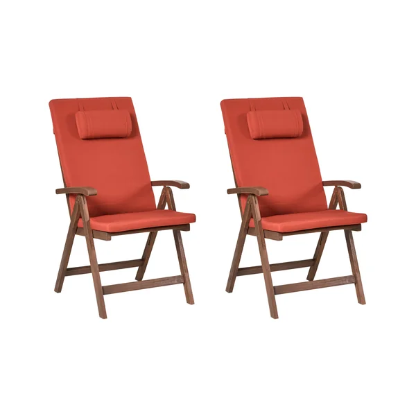 Lot de 2 chaises de jardin avec coussins AMANTEA PREMIUM Acacia Rouge