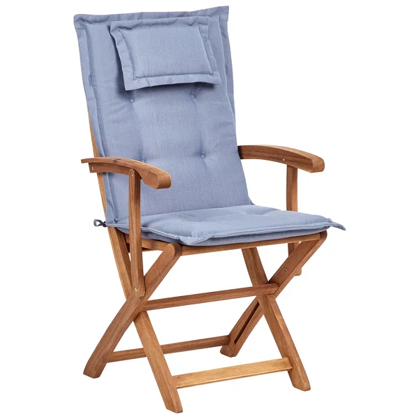 Lot de 2 chaises de jardin avec coussins MAUI II Acacia Bleu