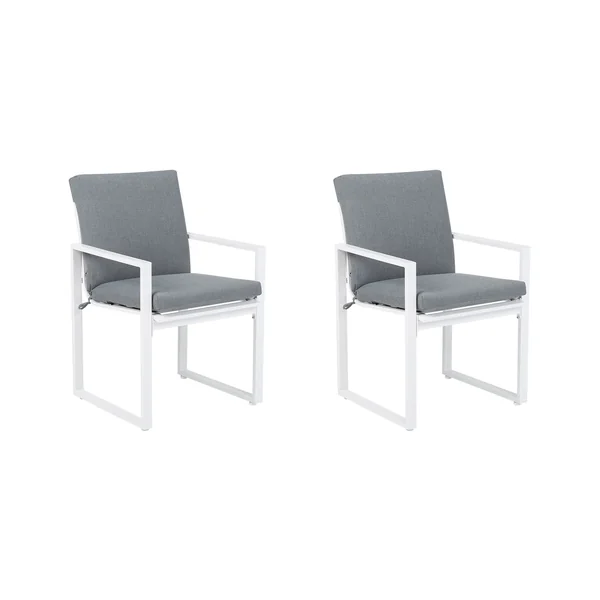 Lot de 2 chaises de jardin avec coussins PANCOLE Tissu Gris