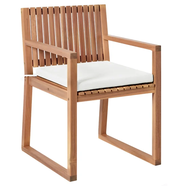 Lot de 2 chaises de jardin avec coussins SASSARI II PREMIUM Bois d'acacia certifié Blanc cassé