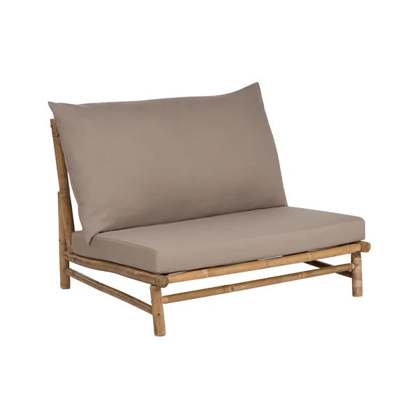 Lot de 2 chaises de jardin avec coussins TODI Bambou Taupe