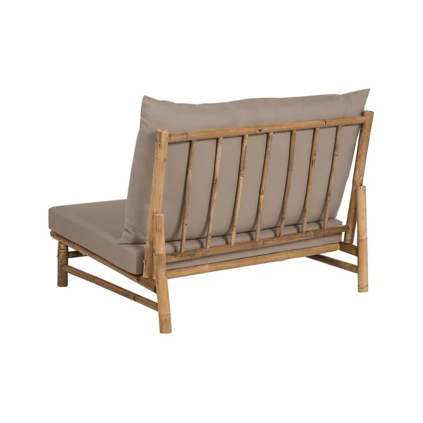Lot de 2 chaises de jardin avec coussins TODI Bambou Taupe