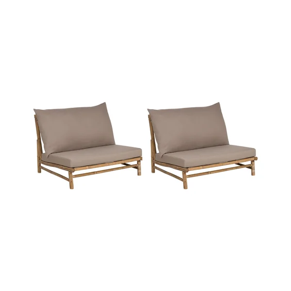 Lot de 2 chaises de jardin avec coussins TODI Bambou Taupe