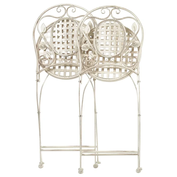 Lot de 2 chaises de jardin BIVIO Pliant Métal Blanc cassé