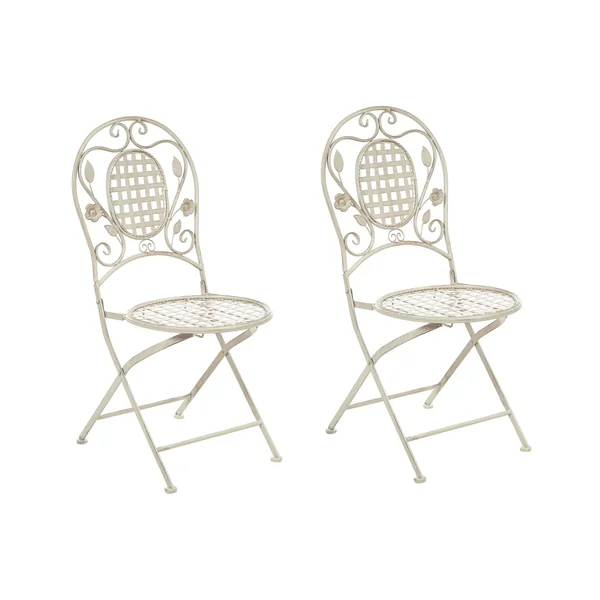 Lot de 2 chaises de jardin BIVIO Pliant Métal Blanc cassé