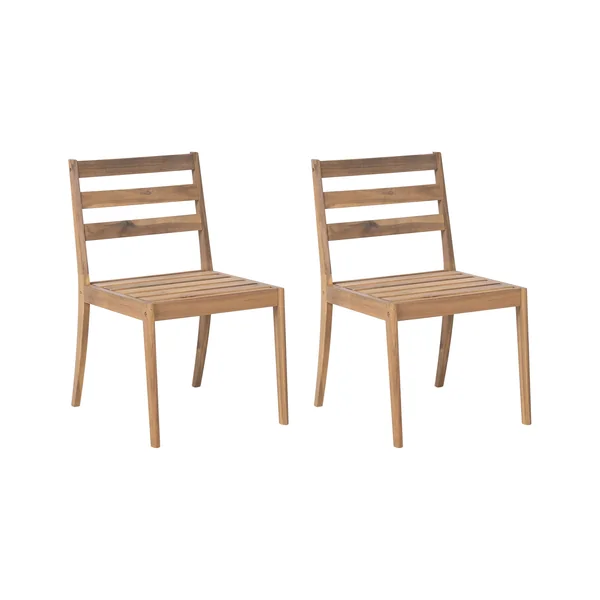 Lot de 2 chaises de jardin CHIOGGIA Bois d'acacia certifié Marron clair