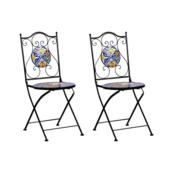 Lot de 2 chaises de jardin CORIANO Pliant Métal Noir