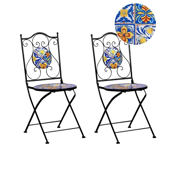 Lot de 2 chaises de jardin CORIANO Pliant Métal Noir
