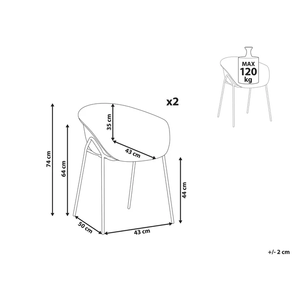Lot de 2 chaises de jardin METEORA Matière synthétique Beige
