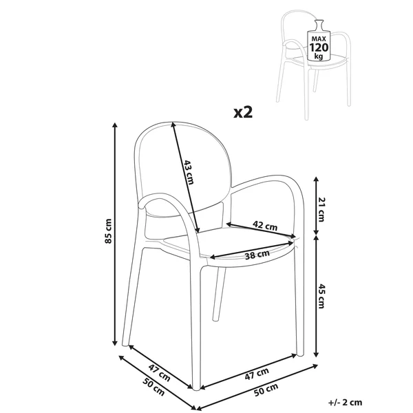 Lot de 2 chaises de jardin POVOLETTO Matière synthétique Marron clair