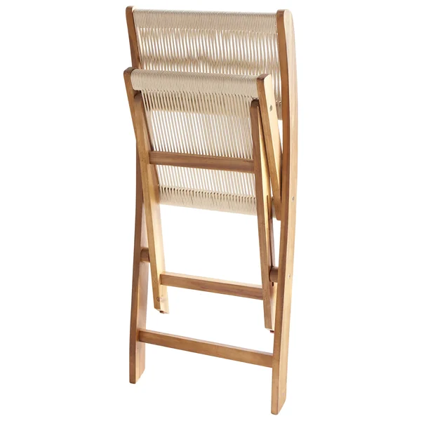 Lot de 2 chaises de jardin PROSSEDI Pliant Acacia Beige