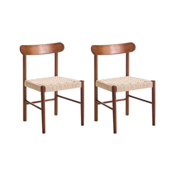Lot de 2 chaises de salle à manger EAGAN Bois Marron/beige