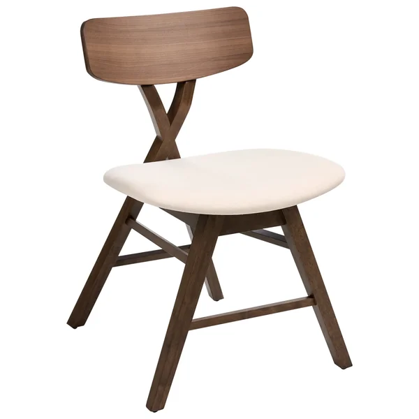 Lot de 2 chaises de salle à manger LELAND Bois Marron/blanc cassé