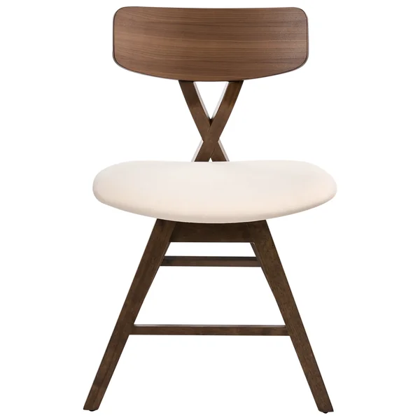 Lot de 2 chaises de salle à manger LELAND Bois Marron/blanc cassé
