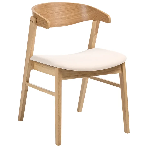 Lot de 2 chaises de salle à manger LILLY Tissu Marron clair/blanc cassé