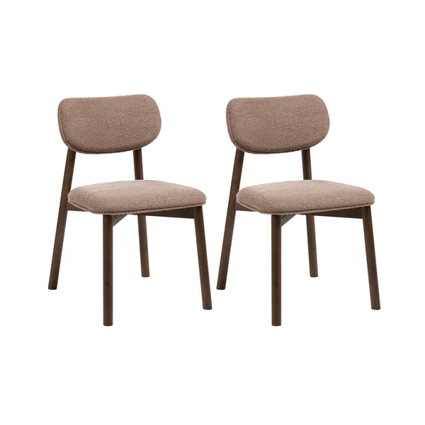 Lot de 2 chaises de salle à manger MILLS Bouclé Marron/taupe