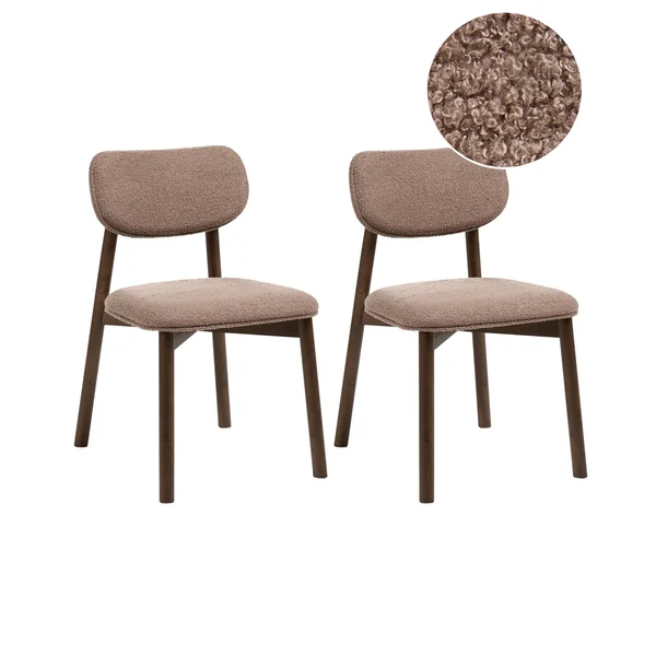 Lot de 2 chaises de salle à manger MILLS Bouclé Marron/taupe