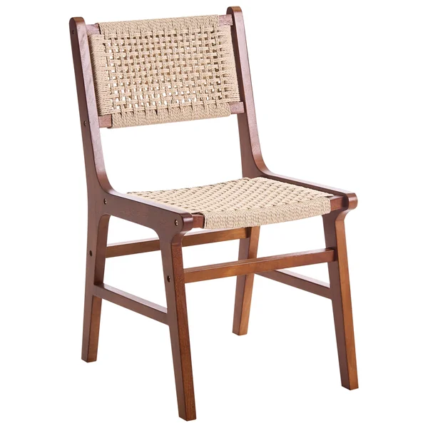 Lot de 2 chaises de salle à manger OZELLA Bois Marron/beige