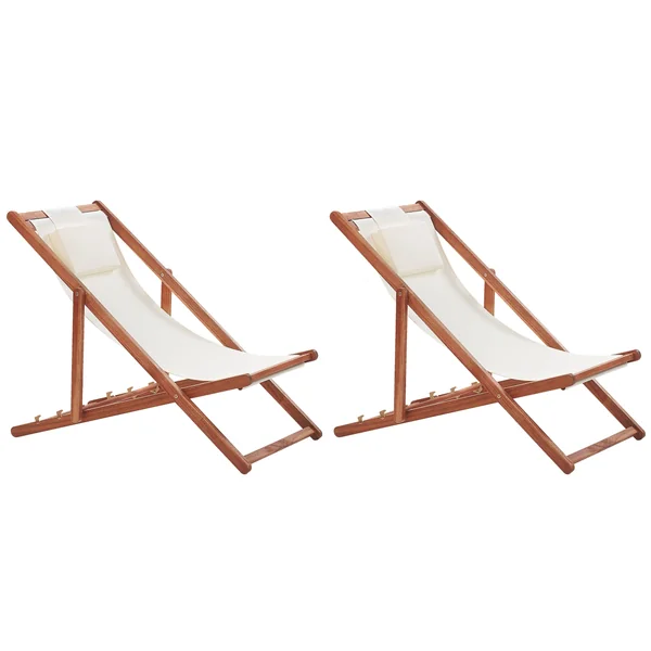 Lot de 2 chiliennes pliantes AVELLINO avec tissus de remplacement Acacia Marron foncé