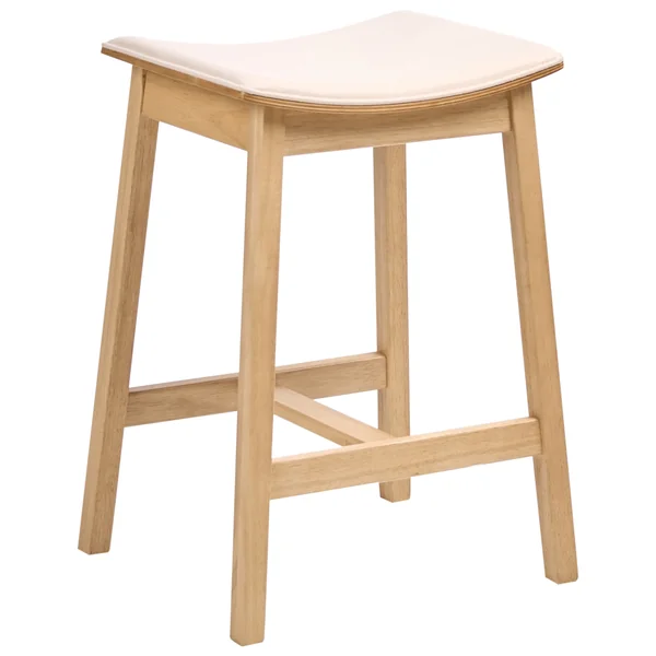 Lot de 2 tabourets de bar DIXON Bois Marron clair/blanc cassé